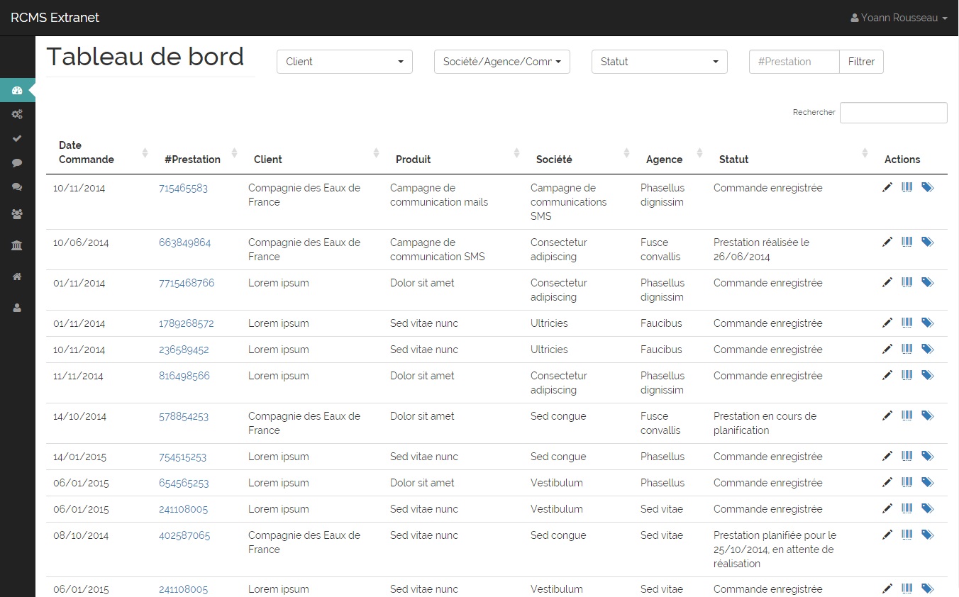 RCMS Conseil - Tableau de bord